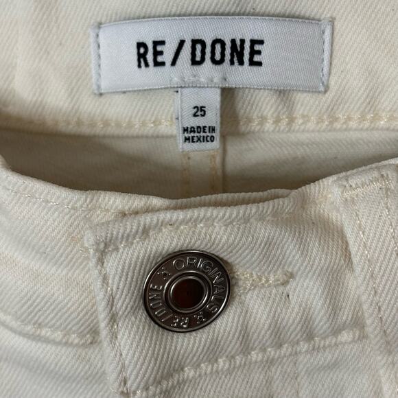 RE/DONE 70s Stove Pipe High Rise Straight Ankle Jeans in Vintage White size 25 - Picture 5 of 14